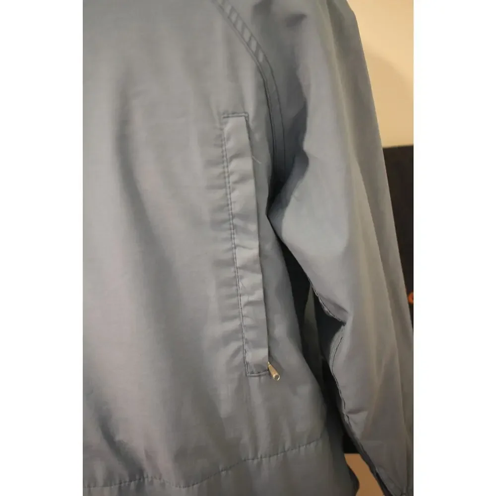 Vintage Woolrich Hooded Jacket Large Slate Blue Full Zip Snap Front Casual